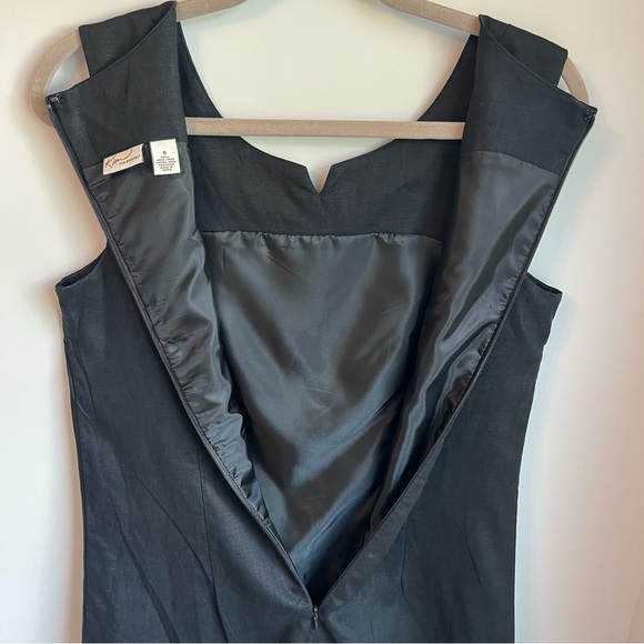 Kim Rogers Black Linen Ruffled Sheath Mini Dress - Size 8 - Picture 6 of 8